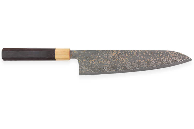Couteau de chef japonais artisanal Takeshi Saji VG10 Rainbow 24cm
