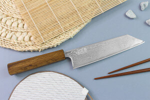 Couteau bunka japonais artisanal Wusaki Unagi AUS10 damas 17,5cm manche chêne