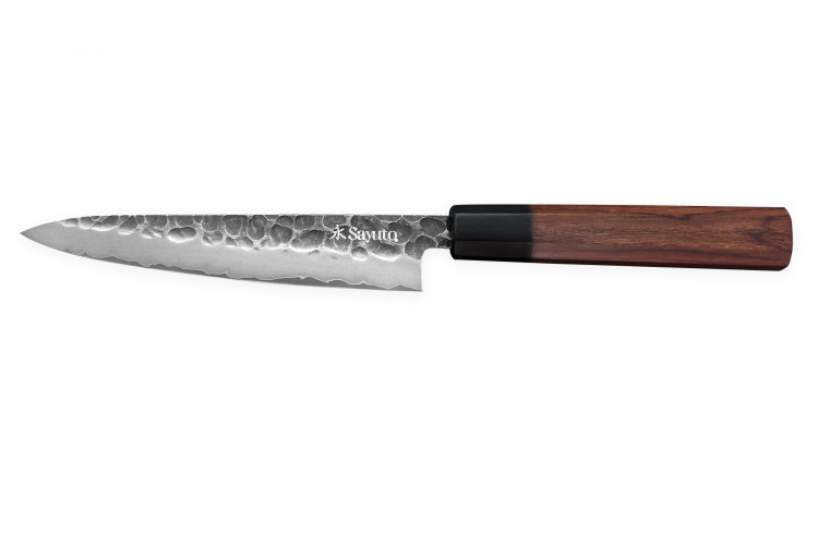 Couteau universel Sayuto Séquoia San Mai martelé 15cm
