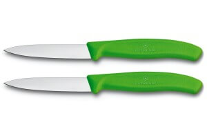 2 Couteaux d'office Victorinox verts lame 8cm pointe milieu