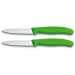 2 Couteaux d'office Victorinox lame 8cm pointe milieu manche vert
