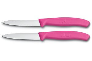 2 Couteaux d'office Victorinox roses lame 8cm pointe milieu