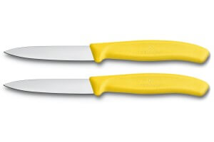 2 Couteaux d'office Victorinox jaunes lame 8cm pointe milieu
