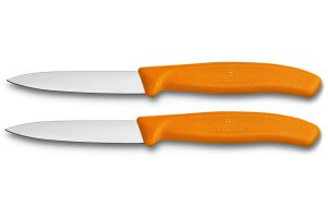 2 Couteaux d'office Victorinox oranges lame 8cm pointe milieu