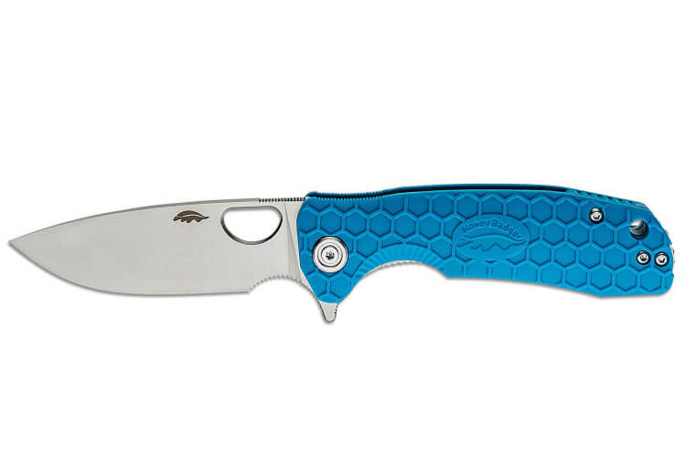 Couteau pliant Honey Badger Flipper Medium 01HO041 manche nylon / fibres de verre bleu 11,7cm
