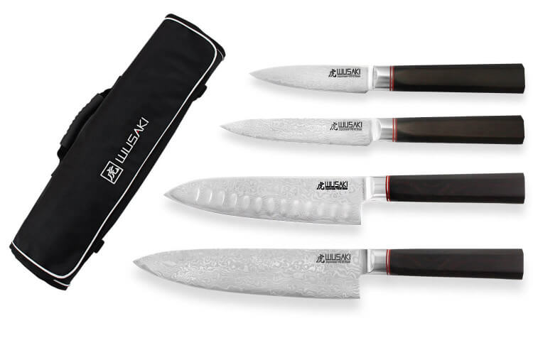 Mallette de 4 couteaux de cuisine Wusaki Ebony VG10 manches en ébène