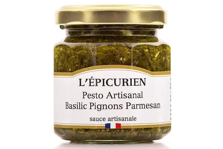 Pesto artisanal Basilic Pignons Parmesan L'Épicurien fabriqué en France 100g