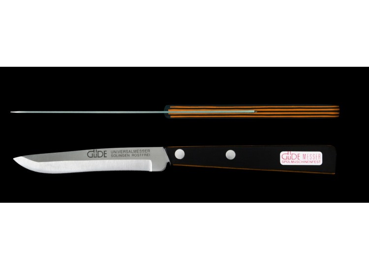 Couteau de table GÜDE Universel 10cm micro-denté manche noir/orange