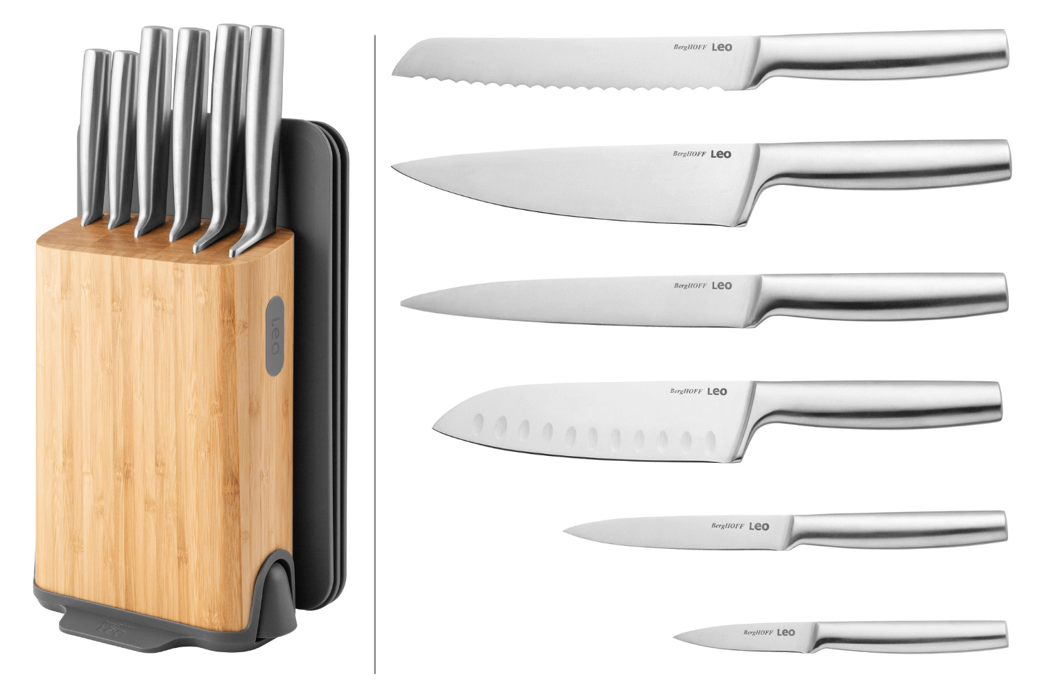 Bloc 4 couteaux de cuisine avec support en bois - L20xH35