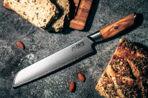 Couteau à pain Fukito Olive Damas 14Cr 21cm