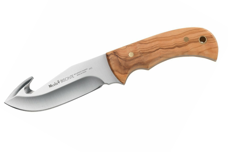 Couteau Muela Bisonte 9224 lame 11,5cm manche en bois d'olivier + étui en cuir