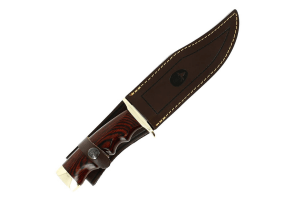 Couteau Muela Bufalo 9258 lame 17 cm inox manche stamina rouge + étui en cuir