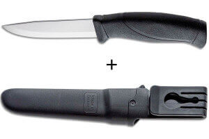 Couteau Mora Companion 12141 lame inox 10,4cm manche caoutchouc noir + étui