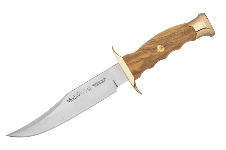 Couteau Muela Bowie 9271 lame en inox 16cm manche en bois d'olivier + &eacute;tui en cuir
