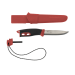 Couteau Mora Companion Spark 13571 lame inox 10,4cm manche caoutchouc bordeaux avec pierre à feu + étui