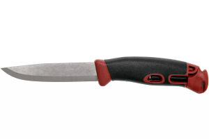 Couteau Mora Companion Spark 13571 lame inox 10,4cm manche caoutchouc bordeaux avec pierre à feu + étui