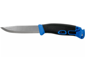 Couteau Mora Companion Spark 13572 lame inox 10,4cm manche en caoutchouc bleu et pierre à feu avec étui