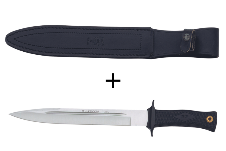 Couteau Muela ESCORP 9207 lame en inox 26cm manche gomme noire + &eacute;tui en cuir 