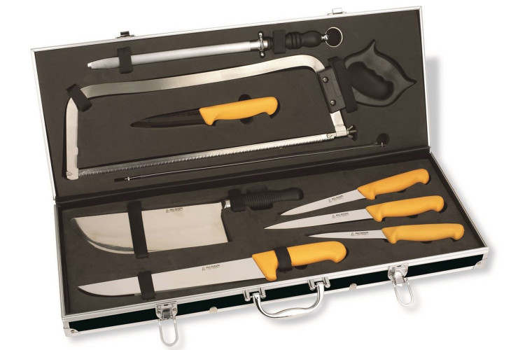 Malette boucherie 8 couteaux et accessoires Au Nain jaune