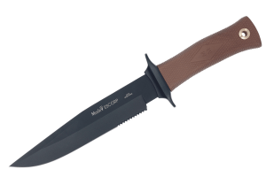 Couteau Muela ESCORP 9277 lame noire 18cm manche en gomme marron avec étui en cordura