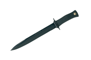 Couteau Muela Escorp 9311 lame noire en inox 19cm manche en gomme noire + étui en cuir