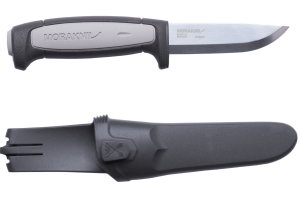 Couteau Mora Pro Robust 12249 lame carbone 9,1cm manche caoutchouc gris + étui