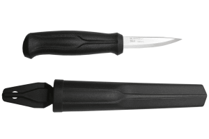 Couteau à sculpter bois Mora Basic 12658 lame inox 7,5cm manche polypropylène noir + étui