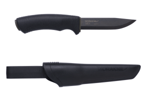 Couteau Mora Bushcraft 10791 lame noire carbone 10,9cm manche caoutchouc noir + étui