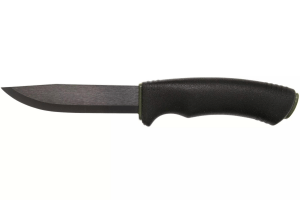 Couteau Mora Bushcraft Survival 11742 lame noire carbone 10,9cm manche caoutchouc noir avec allume feu + étui