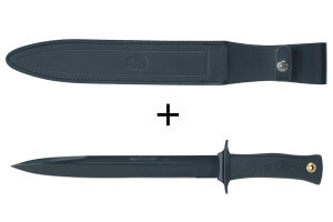 Couteau Muela ESCORP 9244 lame noire 26cm manche en gomme noire + étui en cuir