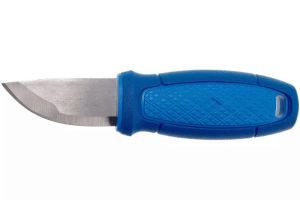 Petit couteau de poche Mora Eldris 12631 lame inox 5,9cm manche caoutchouc bleu avec allume-feu + étui
