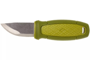 Petit couteau Mora Eldris 12633 lame inox 5,9cm manche caoutchouc vert + allume-feu + étui
