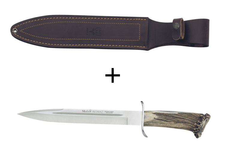 Couteau Muela Alcaraz 9206 lame en inox 26cm manche en bois de cerf + &eacute;tui en cuir
