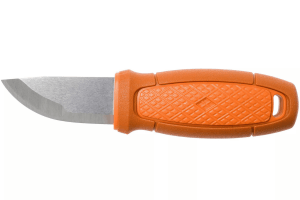 Couteau de poche Mora Eldris 13502 lame inox 5,9cm manche caoutchouc burnt orange avec allume-feu + étui