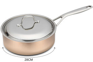 Sauteuse en cuivre inox Baumalu B'Chef avec couvercle en inox