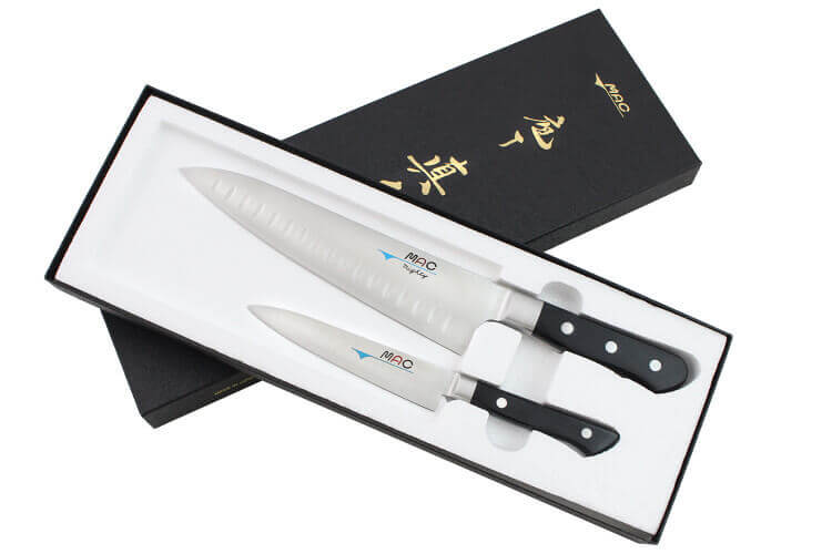 Coffret de 2 couteaux japonais MAC Professional universel + chef alvéolé