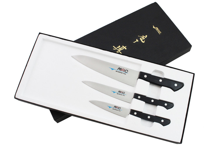 Coffret 3 couteaux japonais MAC Chef : Office + Universel + Chef