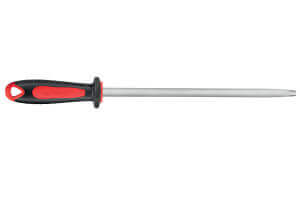 Fusil de boucher FISCHER mèche ronde 30cm grain fin manche rouge et gris