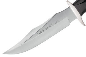 Couteau Muela Bufalo 9257 lame 17cm manche micarta noir avec extrémités en laiton + étui en cuir