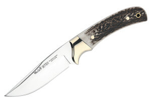 Couteau Muela Setter 9266 lame 11cm en inox manche en bois de cerf + étui en cuir