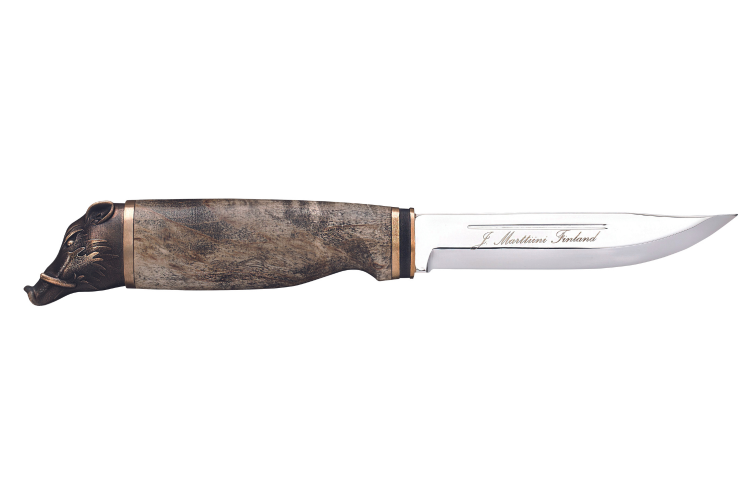Couteau Marttiini Wild Boar 546013 lame carbone 11cm manche bouleau + &eacute;tui/coffret cadeau