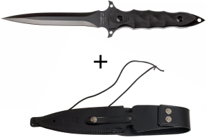 Couteau Fox Military Modras FX.507 lame 17,5cm manche G10 noir + étui en cuir