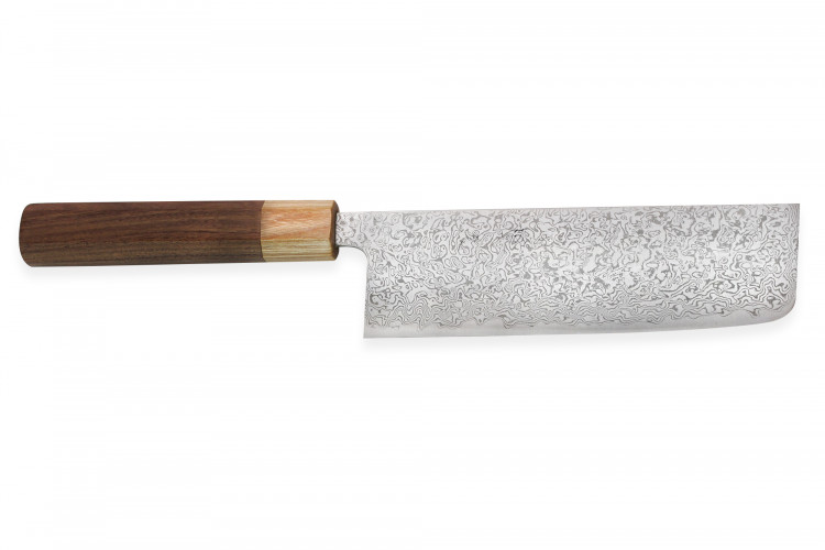 Couteau nakiri japonais Tsunehisa SLD Damas bois de rose 16,5cm