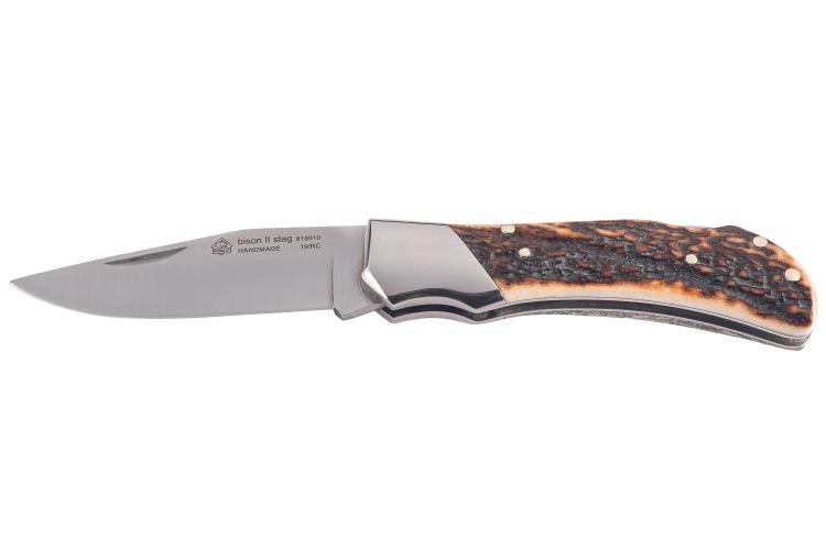 Couteau pliant Puma IP Bison Stag II 298910 manche bois de cerf 10cm