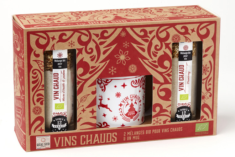 Coffret Quai Sud sp&eacute;cial vin chaud - 2 m&eacute;langes BIO + 1 mug