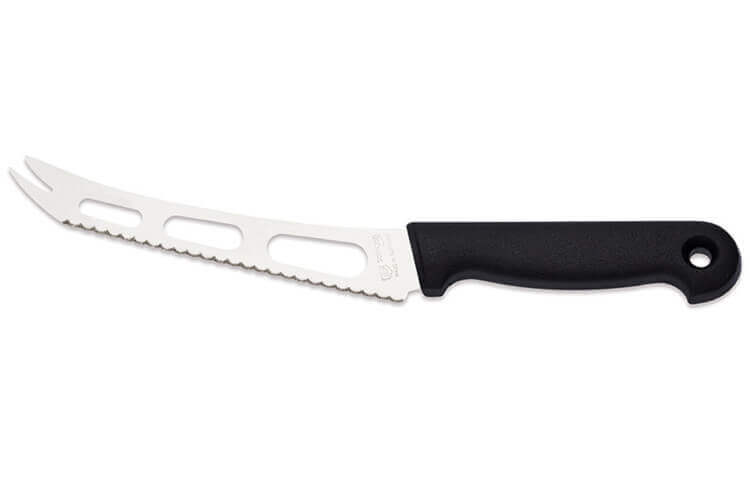 Couteau à fromage pro Giesser lame 15cm dentelée et ajourée à 2 dents