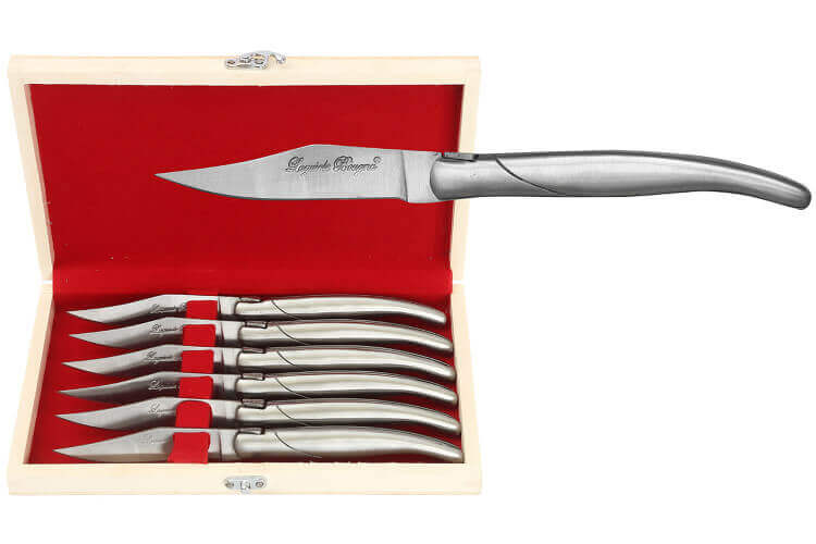 Coffret cadeau de 6 couteaux de table Laguiole Bougna manches en inox