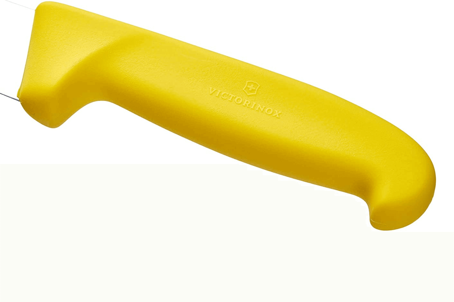 Couteau de boucher lame alvéolée, manche jaune, lame 23 cm