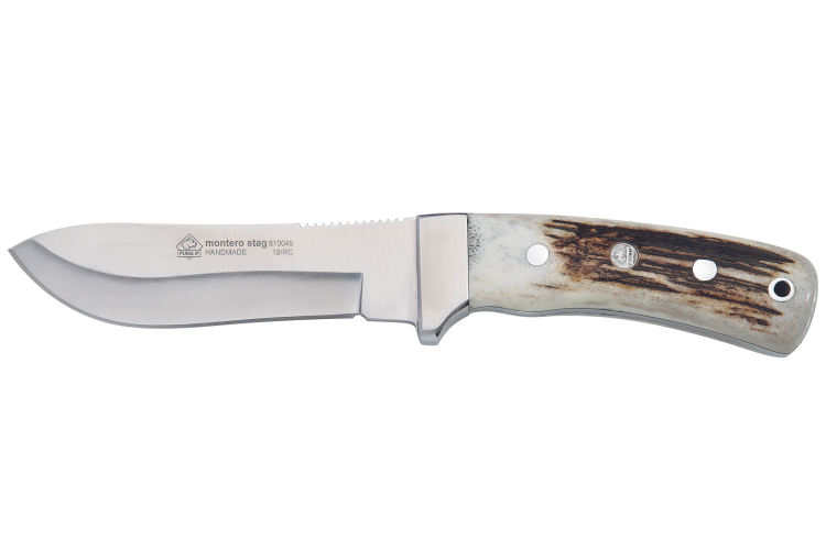 Couteau Puma IP Montero Stag 329712 lame 12cm manche bois de cerf + &eacute;tui en cuir