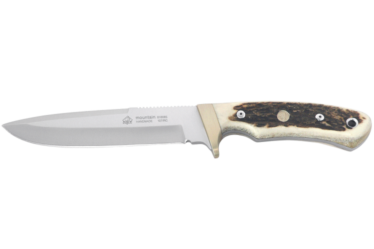 Couteau Puma IP Mountain 320114 lame 14,5cm manche bois de cerf + étui en cuir